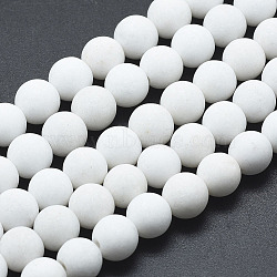Natural Mashan Jade Beads Strands, Dyed, Frosted, Round, White, 4mm, Hole: 1mm, about 99~100pcs/strand, 16 inch(G-K245-01J-4mm)