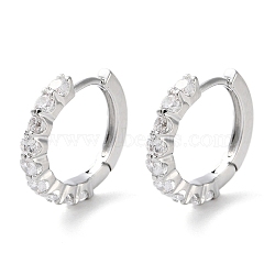 Brass Micro Pave Clear Cubic Zirconia Hoop Earrings, Ring, Real Platinum Plated, 14x1.5x14.5mm(EJEW-C121-03P)