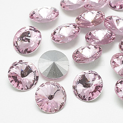 Pointed Back Glass Rhinestone Cabochons, Rivoli Rhinestone, Back Plated, Faceted, Cone, Light Rose, 8x4mm(RGLA-T086-8mm-10)