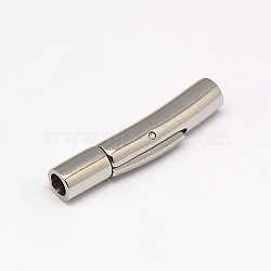304 Stainless Steel Bayonet Clasps, Stainless Steel Color, 26.5x5mm, Hole: 2.8mm(STAS-A029-01)