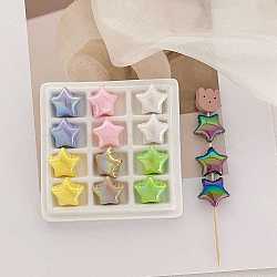 UV Plating Opaque Acrylic Beads, Iridescent, Star Balloon, Mixed Color, 20.9x22.4x11.7mm, Hole: 2.5mm(OACR-N163-14)