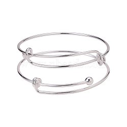 Adjustable Brass Bangles Making, Silver Color Plated, 2-1/2 inch~2-5/8 inch(64~67mm), 16pc/set(BJEW-BC0002-01)