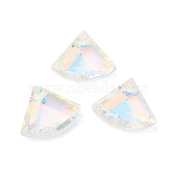 Electroplated Glass Pendants, Back Plated, Faceted, Fan-Shaped, Alice Blue, 12x15x5mm, Hole: 1.2mm(EGLA-M029-03-06)