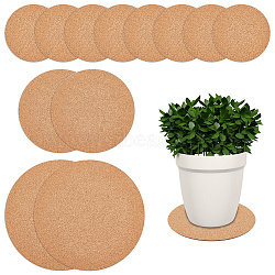 CRASPIRE 12Pcs 3 Style Cork Plant Mat, with PP Plastic Bottoms, Kitchen Hot Mats, Cup Coasters, Flat Round, BurlyWood, 100~200x4.5mm(AJEW-CP0005-03)