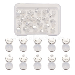 20Pcs 2 Styles Silicone Ear Nuts, Earring Backs, with Brass Findings, Heart, Platinum & Silver, 11.2x6x5.5mm, 10pcs/style(FIND-TA0001-47D)