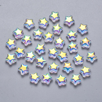 Transparent Spray Painted Glass Beads, AB Color Plated, Star, Clear AB, 8x8.5x4mm, Hole: 1mm