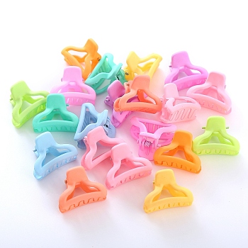 Plastic Claw Hair Clips, with Iron Findings, for Girls, Mixed Color, 24~30mm
