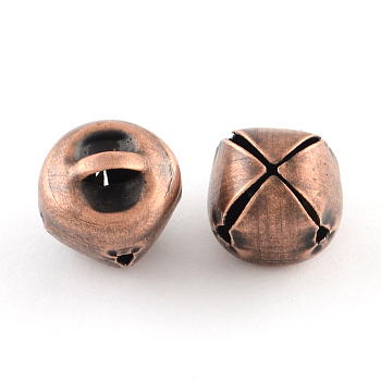 Iron Bell Charms, Red Copper, 10x10x10mm, Hole: 3x1mm