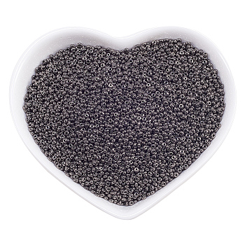 15/0 Round Glass Seed Beads, Grade A, Iris Round Beads, Black Plated, 1.8~2x1~1.3mm, Hole: 0.5mm, about 30000pcs/bag