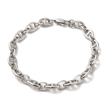 304 Stainless Steel Oval Link Chain Bracelets, Stainless Steel Color, 8-3/4 inch(22.3cm)