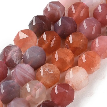 Natural Red Botswana Agate Beads Strands, Faceted, Double Hearted & Star Cut Beads, 8.5~10.5x9~10.5mm, Hole: 0.8mm, about 40~42pcs/strand, 15.43~15.94 inch(39.2~40.5cm)