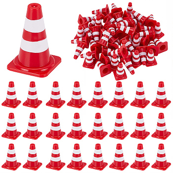 50Pcs ABS Display Roadblock Decorations, Micro Landscape Dollhouse Accessories, Pretending Prop Decorations, Red, 16x16x24mm