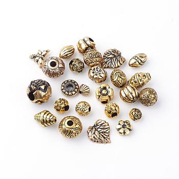 Antique Style Acrylic Beads, Mixed Shaped, Antique Golden Plated, 8~17x8~17x3~17mm, Hole: 1~5mm, about 710pcs/500g