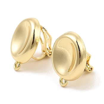 Alloy Clip-on Earring Findings, with Horizontal Loops, for Non-pierced Ears, Flat Round, Golden, 18.5x15x13mm, Hole: 1.2mm