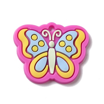 PVC Pendants, DIY Hairpin Accessories for Children, Butterfly, Camellia, 26x31.5x2.5mm, Hole: 2mm