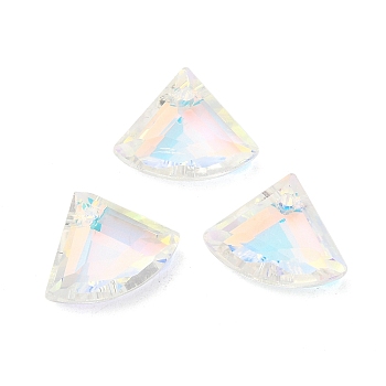 Electroplated Glass Pendants, Back Plated, Faceted, Fan-Shaped, Alice Blue, 12x15x5mm, Hole: 1.2mm