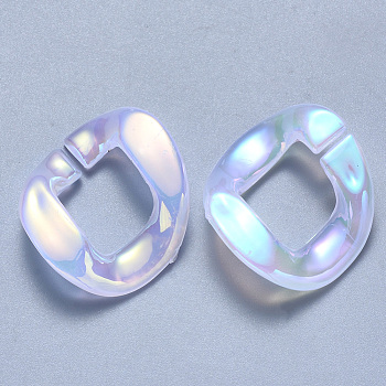 Imitation Jelly Acrylic Linking Rings, Quick Link Connectors, for Curb Chains Making, AB Color Plated, Twist, Ghost White, 29x24x7mm, Inner Diameter: 17x14mm