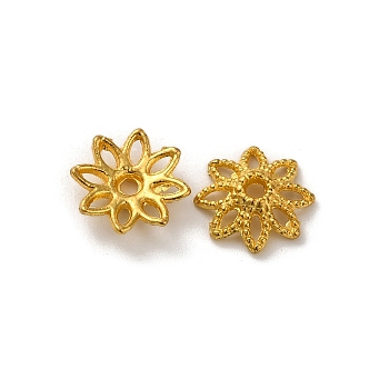 Alloy Beads Caps, Lead Free & Cadmium Free, Multi-Petal Flower, Golden, 10x3mm, Hole: 1.5mm