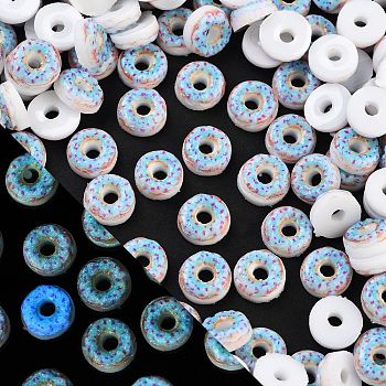 Luminous Resin Imitation Food Decoden Cabochons, Glow in the Dark, Donut, Light Sky Blue, 8.5~9x4.5mm