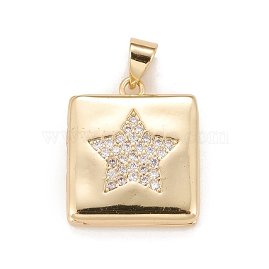 Real 18K Gold Plated Clear Square Brass Pendants