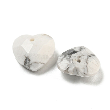 Natural Howlite Faceted Heart Charms(G-G123-01I)-2