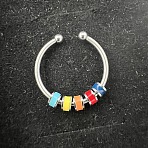 304 Stainless Steel Enamel Disc Beaded Adjustable Open Rings, Relieve Anxiety Cuff Rings, Stainless Steel Color, Colorful, Inner Diameter: Adjustable(FS-WGAD8B0-13)