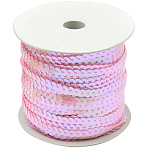 AB-Color Plastic Paillette Beads, Sequins Beads, Ornament Accessories, Flat Round, Pearl Pink, 4mm, about 100yards/roll(PVC-Q083-4mm-22)
