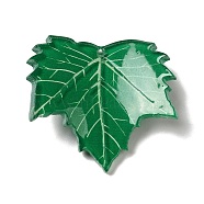 Opaque Acrylic Pendants, Leaf Charm, Green, 33x35x3mm, Hole: 1.6mm(SACR-L006-003C)