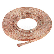 Braided Bare Copper Wire, Braid Cable Wire, Flat, Rose Gold, 1/4 inch(6mm), about 8.75 Yards(8m)/pc(OCOR-WH0085-14RG)