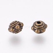 Tibetan Style Alloy Spacer Beads, Lead Free & Cadmium Free, Antique Bronze, 7x5.5mm, Hole: 1mm(MLF1017Y)