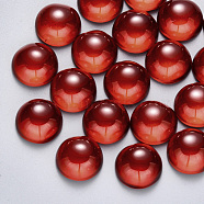 Transparent Spray Painted Glass Cabochons, Half Round/Dome, Red, 12x6mm(GLAA-S190-013B-C02)