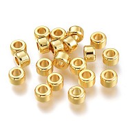 Brass Spacer Beads, Long-Lasting Plated, Column, Golden, 6x4mm, Hole: 3mm(KK-P189-10A-G)