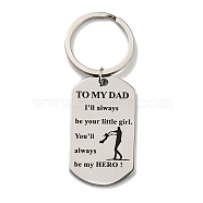 Father's Day Gift 201 Stainless Steel Oval with Word To My Dad Keychains, with Iron Key Rings, Stainless Steel Color, 8.5cm(KEYC-E040-03P)