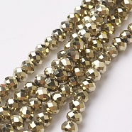 Electroplate Glass Beads Strands, Full Plated, Faceted, Rondelle, Antique Bronze Plated, 4~4.5x3mm, Hole: 0.5mm, about 130~135pcs/strand, 15.5~16 inch(39~40cm)(EGLA-F124-FP-01)