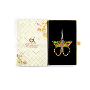 Stainless Steel Scissors, Embroidery Scissors, Sewing Scissors, with Zinc Alloy Enamel Handle, Butterfly, Yellow Green, 140x90x20mm(SENE-PW0016-03B-03A)