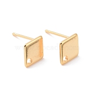 201 Stainless Steel Stud Earring Findings, with Hole and 316 Stainless Steel Pin, Rhombus, Real 24K Gold Plated, 9x7mm, Hole: 1mm, Pin: 0.7mm(STAS-K241-01G)