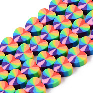 Handmade Polymer Clay Beads Strands, for DIY Jewelry Crafts Supplies, Heart, Colorful, 9x10x4mm, Hole: 1.5mm, about 40~41pcs/strand, 13.39 inch~13.78 inch(34~35cm)(X-CLAY-N008-002C)