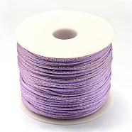 Metallic Stain Beads String Cords, Nylon Mouse Tail Cord, Lilac, 1.5mm, about 100yards/roll(300 feet/roll)(NWIR-R024-672)