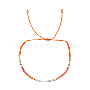 Glass Seed Braided Beaded Bracelets, Adjustable Bracelet, Dark Orange, 11 inch(28cm)(XC9959-02)