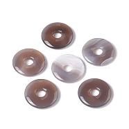 Natural Grey Agate Pendants, Donut/Pi Disc Charm, 29~30x5~6mm, Hole: 6~7mm(G-I331-01A)