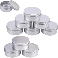 Round Aluminium Tin Cans, Aluminium Jar, Storage Containers for Cosmetic, Candles, Candies, with Screw Top Lid, Platinum, 8.5x3.8cm, Capacity: 150ml, 10pcs/box(CON-BC0004-26P-150ml)