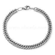 304 Stainless Steel Cuban Link Chain Bracelet for Men Women, Stainless Steel Color, 8-1/4 inch(21cm)(BJEW-C048-03P)