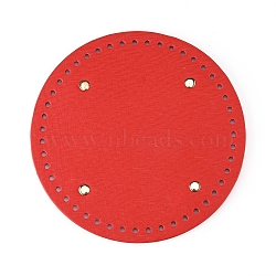PU Leather Flat Round Bag Bottom, for Knitting Bag, Women Bags Handmade DIY Accessories, Red, 181x9.5mm, Hole: 4.5mm(FIND-PH0016-001E)