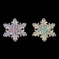 UV Plating Rainbow Iridescent Acrylic Chandelier Component Links, Snowflake, Clear, 54x47x9mm, Hole: 2mm & 3.5mm(SACR-A002-03A)