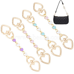 Heart Alloy Enamel Link Purse Strap Extenders, with Zinc Alloy Spring Gate Rings, Mixed Color, 152mm, 4 colors, 1pc/color, 4pcs/set(FIND-AB00026)