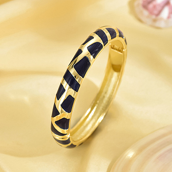 Enamel Stripe Bangle, Real 18K Gold Plated Zinc Alloy Hinged Bangle, Blue, Inner Diameter: 2-3/8 inch(6cm)