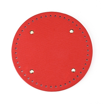 PU Leather Flat Round Bag Bottom, for Knitting Bag, Women Bags Handmade DIY Accessories, Red, 181x9.5mm, Hole: 4.5mm