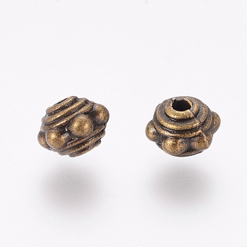 Tibetan Style Alloy Spacer Beads, Lead Free & Cadmium Free, Antique Bronze, 7x5.5mm, Hole: 1mm