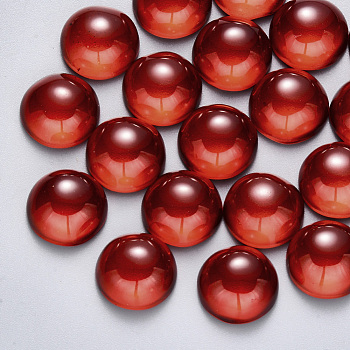 Transparent Spray Painted Glass Cabochons, Half Round/Dome, Red, 12x6mm