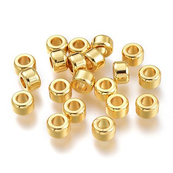 Brass Spacer Beads, Long-Lasting Plated, Column, Golden, 6x4mm, Hole: 3mm